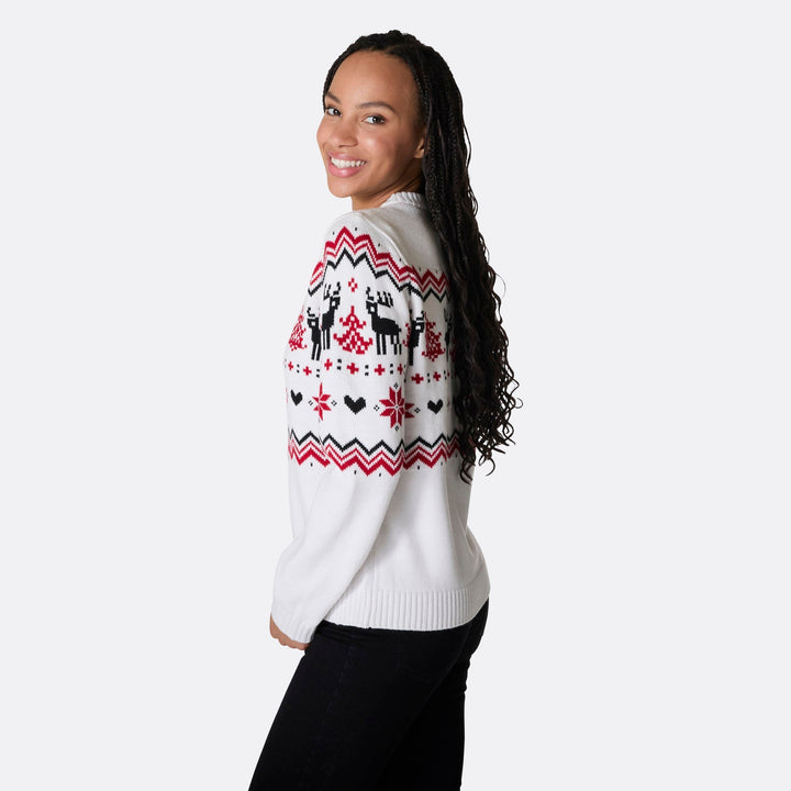 Pull de Noël femme rétro - blanc