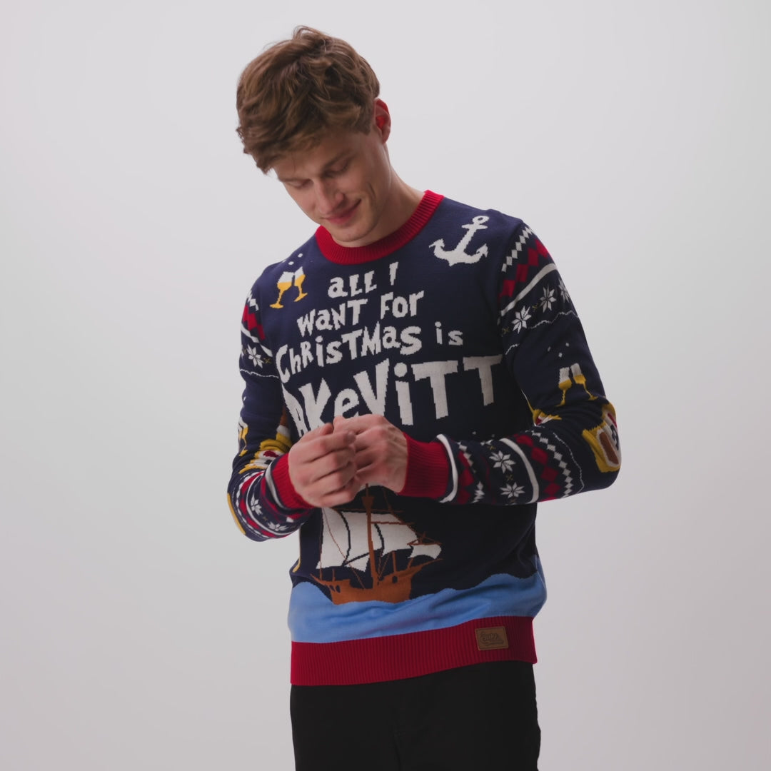 Pull de Noël homme "All I Want for Christmas is Aquavit"