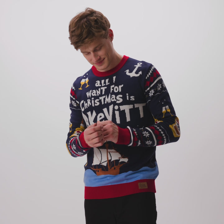 Pull de Noël homme "All I Want for Christmas is Aquavit"