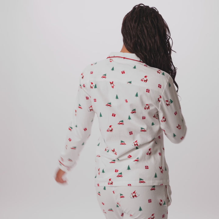 Pyjama de Noël femme en flanelle Gui
